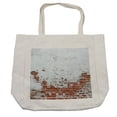 thumbnail image 1 of Brick Wall Shopping Bag, Dated Damaged Peeling Room Covered White Paint Vintage Inspired City Decay Scene, Eco-Friendly Reusable Bag for Groceries Beach and More, 15.5" X 14.5", Cream, by Ambesonne, 1 of 2