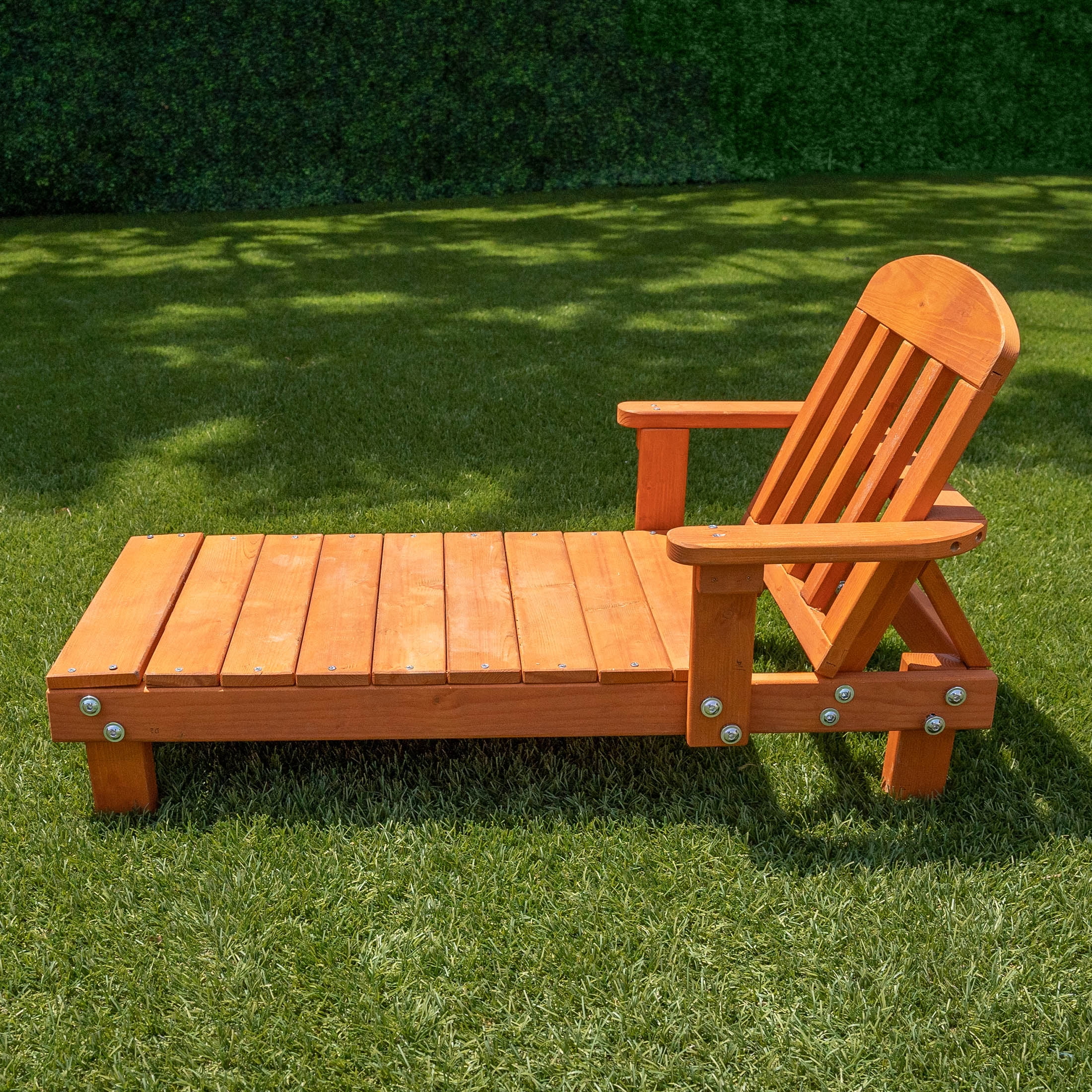 Sportspower Kids Wooden Outdoor Chaise Lounge Chair, 36." x 20.35" x 20.6", Brown