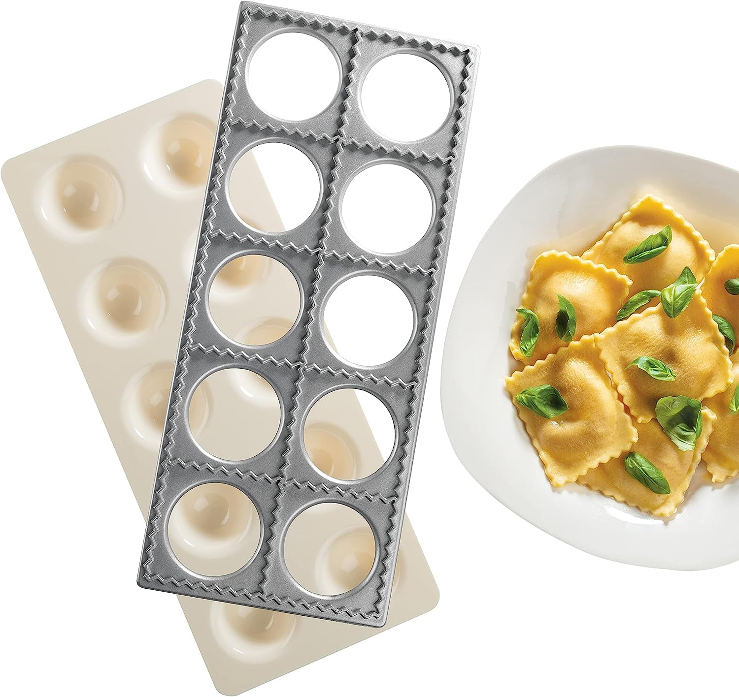 Tortellini Pasta Jumbo Ravioli Maker 2-Piece Mold Makes Extra