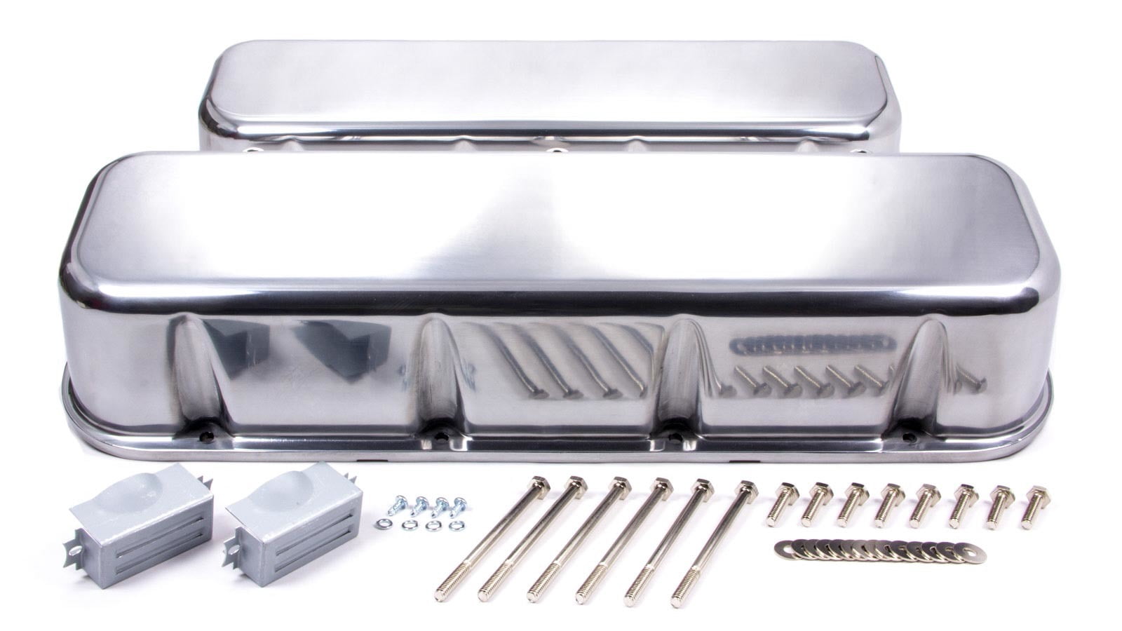 Racing Power R6230-1 Polished Aluminum Tall Valve Cover - Plain W/O Hole &