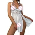 thumbnail image 4 of BONIXOOM Christmas Family Pajamas Matching Sets Girls Christmas Pajamas Loungewear Drawstring Sleeveless Solid Sleep Dress White S, 4 of 9
