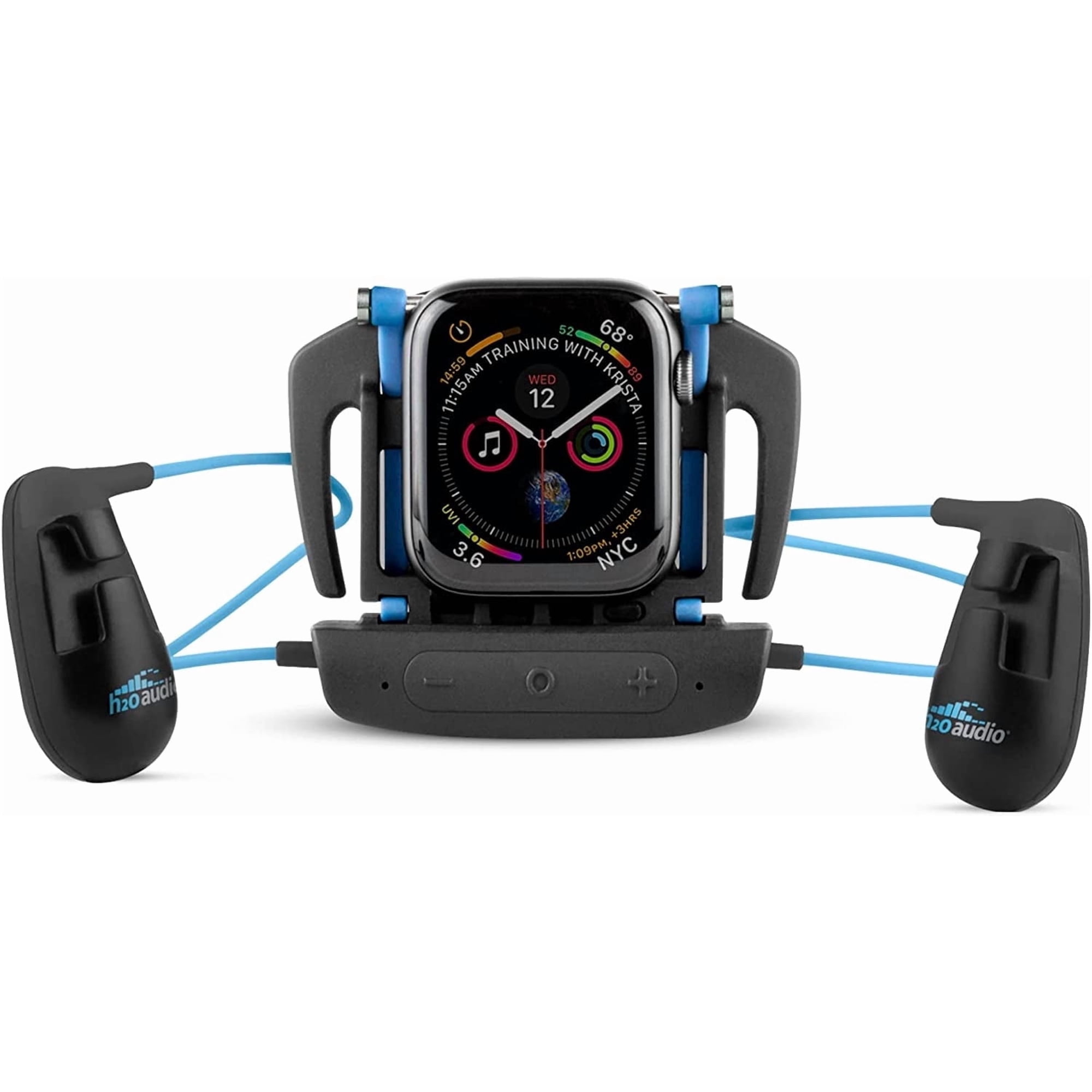 H2O Audio Interval Swim Headphones for Apple Watch – Waterproof IPX8 Swimming Earbuds with Bluetooth, 6-Hour Battery Life, Open-Ear Bone Conduction, and Goggle Loops – Blue