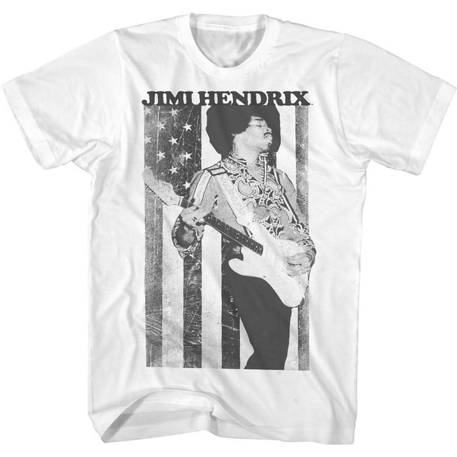 Jimi Hendrix T-Shirt Blanc Petit Étoiles et Rayures