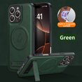 thumbnail image 2 of for iPhone 14 Pro Case Magnetic Bracket, Built-in Invisible Kickstand [Compatible with Magsafe] Wireless Charging PU Leather Rugged Protection for iPhone 14 Pro Phone Cases, Green, 2 of 8