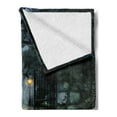 thumbnail image 2 of Gothic Soft Flannel Fleece Blanket, Image of the Gate of a Dark Old Haunted House Cemetery Dead Myst Fiction Art Print, Cozy Plush for Indoor and Outdoor Use, 60" x 80", Grey Green, by Ambesonne, 2 of 5