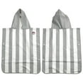 thumbnail image 1 of MinxNY Kids Hooded Microfiber Poncho Beach Towel Cover-up with UV Sensor - Grey Stripe, 1 of 3