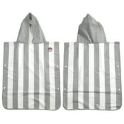 MinxNY Kids Hooded Microfiber Poncho Beach Towel Cover-up with UV Sensor - Grey Stripe