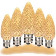 Novelty Lights Sun Warm White C9 LED Faceted Christmas Replacement Bulbs Dimmable 25 Pack