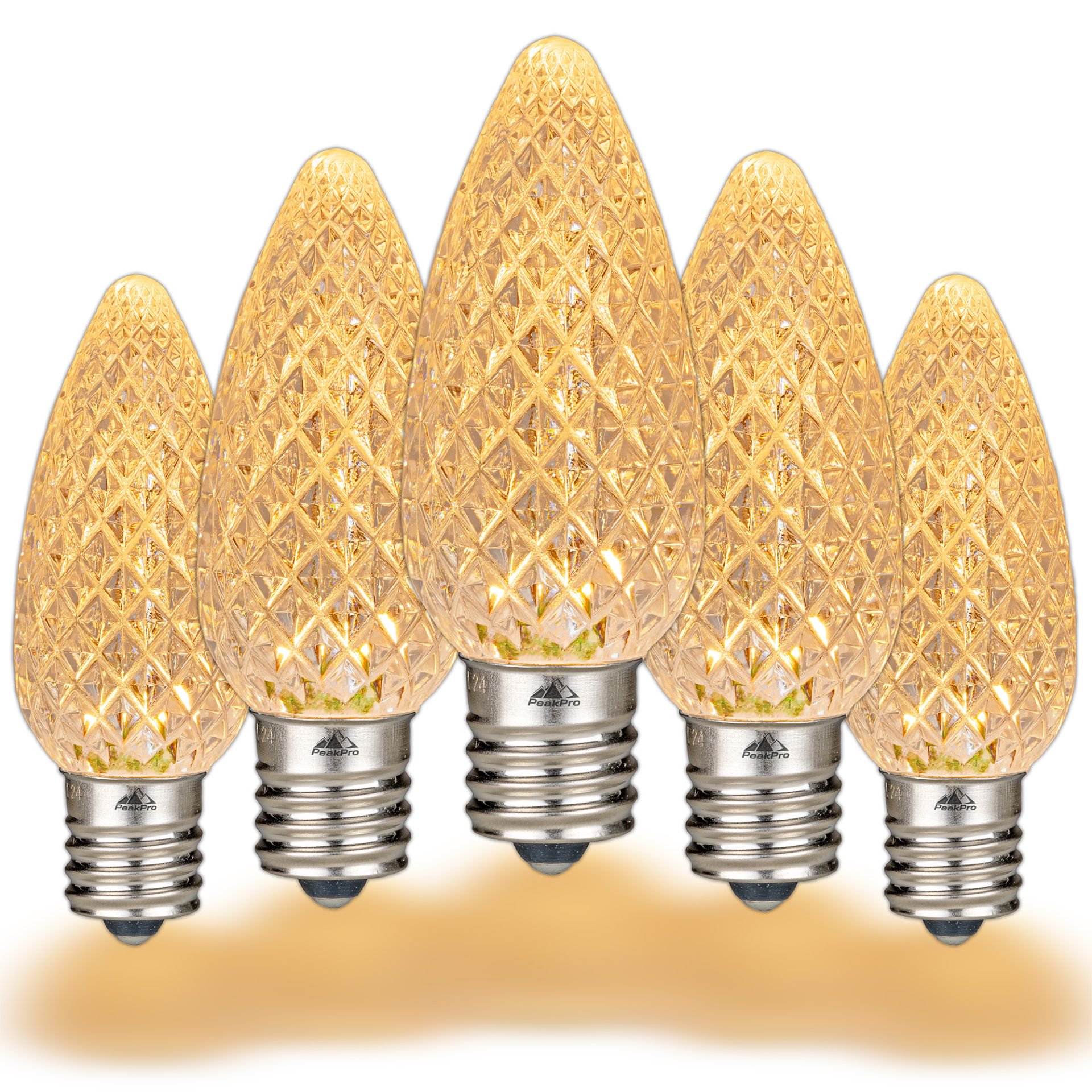 Novelty Lights Sun Warm White C9 LED Faceted Christmas Replacement Bulbs Dimmable 25 Pack