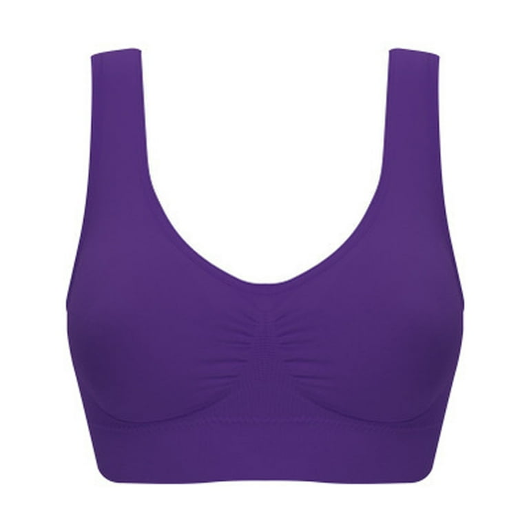 Puntoco Women Bra Clearance Plus Size Bras Padded Seamless Sleepwear Yoga  Bra Wireless Underwear Blue XL(XL)