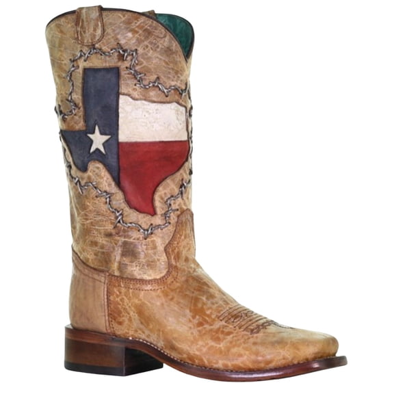 Corral Women's Texas Flag Shaft Western Boot Broad Square Toe - A4103 7 M  US