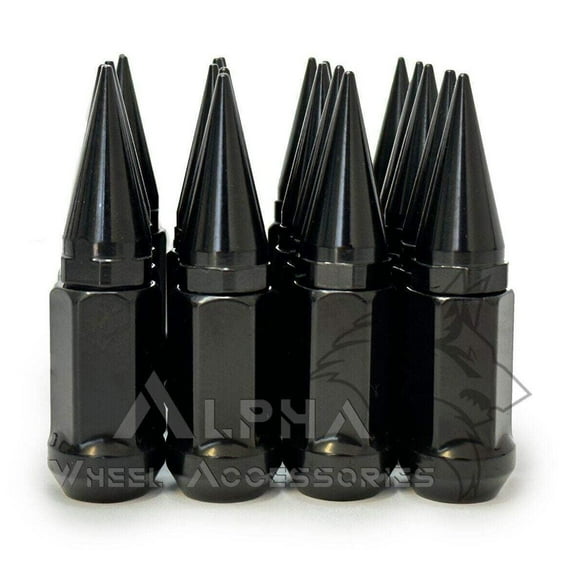 20Pc Black Spike Lug Nuts 1/2-20 Bulge Acorn Lugs 1/2"-20 For 5x4.5 5x5 5x5.5