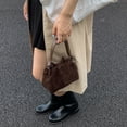 thumbnail image 4 of HUISZJ Faux Suede Shoulder Bag, Shoulder Bag with Adjustable Strap, Crossbody Bag Drawstring Top Handle Bag for Travel Winter Fall (Coffee), 4 of 10