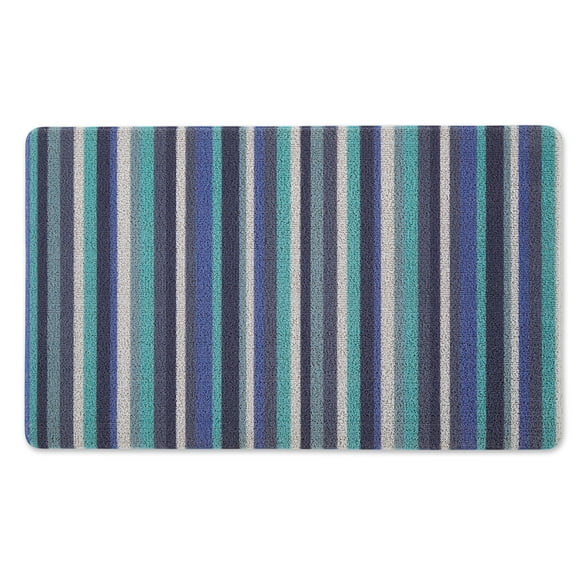 Design Imports CAMZ13148 DII Blue Tonal Stripe Tufted Mat 17.75x29.5 inches