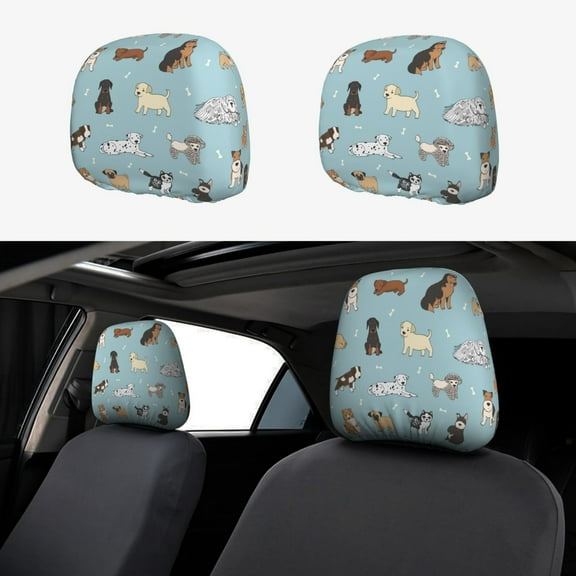Dog Pets Headrest Cover for Cars, 2Pack Car Headrest Cover, Soft Elastic Auto Steelers Head Rest Covers Headrest Protector Universal Fit to All Car Truck SUV