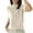 Beige, variant on XIAONU Blouse For Womens High-Neck Ribbed Shirt Solid Color Basic Simple Short-Sleeve Knitted Pullover T-Shirt