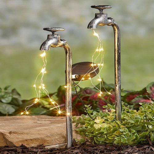 Solar Faucet Water Light Collection-Set of 2 Solar Stakes - Walmart.com