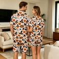 thumbnail image 7 of Mens Halloween Pumpkin Bat Print Pajama Set Short Sleeve Button Front Top With Chest Pocket And Lounge Shorts Casual Couple Sleepwear, 7 of 7
