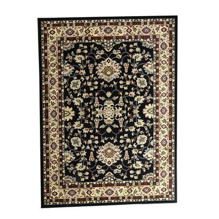 Lyndhurst Persian Treasure Linon Persian Treasures Isfahan Black Floral Polypropylene Rectangular Area Rug (5' x 7'6) - 5' x 7'6