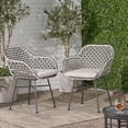 thumbnail image 2 of Modern Outdoor Woven Club Chair Set with Angled Frame and Faux Rattan Metal Accents for Patio Backyard Dining Space, 2 of 9