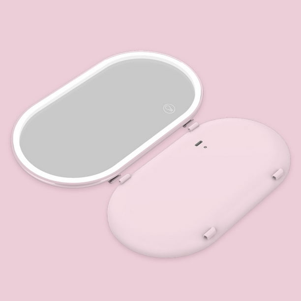 Espejo de tocador universal para visera de automóvil, viaje con luces LED Interruptor Espejo de maquillaje regulable para espejo Rosado Macarena Espejo de vanidad con visera