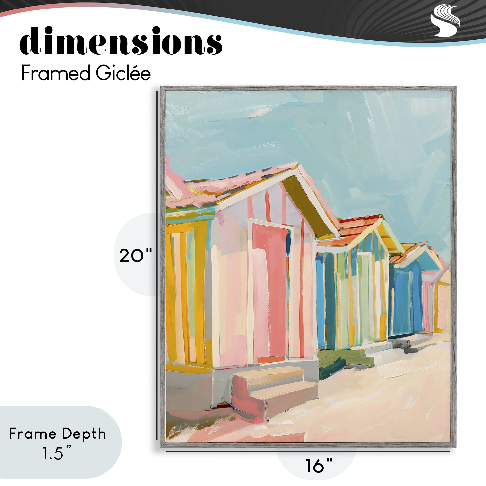 Stupell Industries Striped Beach Bungalows Gray Framed Giclee Art, design by The Prints Vibe