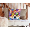 thumbnail image 5 of Corgi Hippie Dawg Fabric Decorative Pillow 14 in x 14 in, 5 of 5