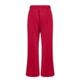 thumbnail image 6 of WTOBBY Women's Fashion Loose Drawstring Waist Solid Color Cargo Pants, Elastic Band Flare Leg Joggers Casual Comfortable Athletic Wear for Women,Red S, 6 of 7