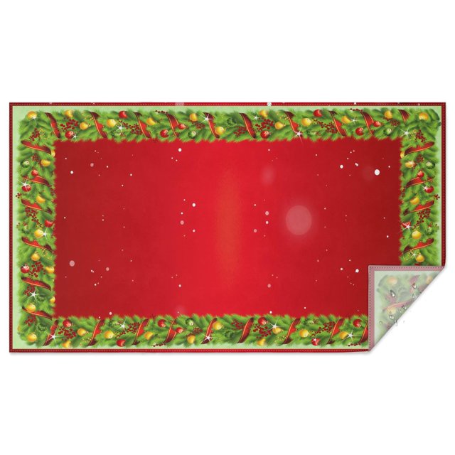 Meery Christmas Rectangle Tablecloth Xmas Trees Green & Red Tableclothes 60x102inch Polyester Happy Holiday Washable Foldable and Durable Table Covers for Dining Table Buffet Parties and Camping