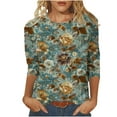 thumbnail image 2 of Juslio Womens Blouses 3/4 Sleeve Floral Print Casual Blouses Multicolor L, 2 of 5