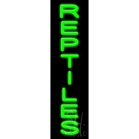 Reptiles LED Neon Sign 29" Tall x 8" Wide - inches Black Square Cut Acrylic Backing, with Dimmer - Premium built indoor Sign for Club, Home décor, Event, Workshop, Storefront.