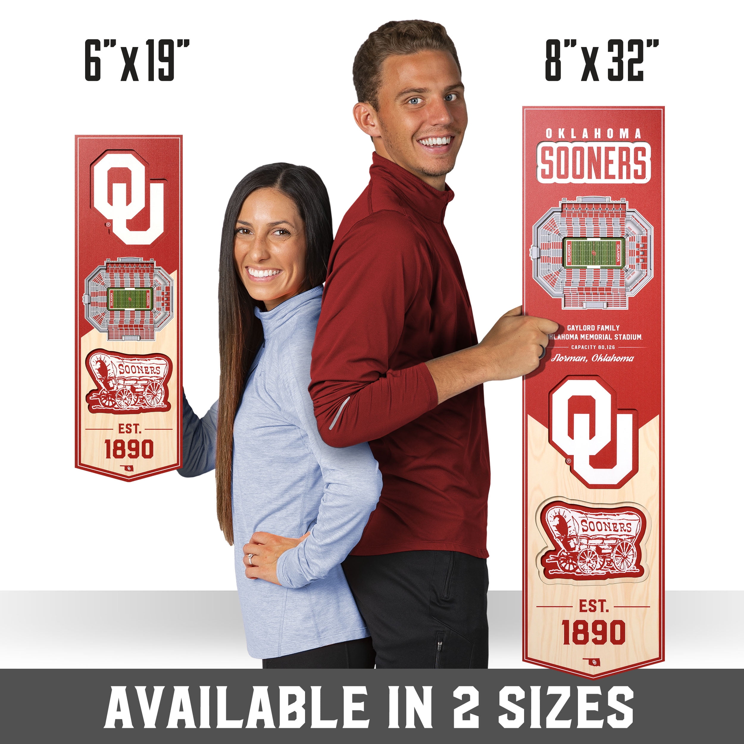 YouTheFan NCAA Oklahoma Sooners 6'' x 19'' 3D Stadium View Banner