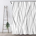 thumbnail image 3 of Grey and White Striped Shower Curtain Gray Abstract Geometric Modern Simple Minimalist Shower Curtains for Bathroom Waterproof Washable Fabric Bath Curtain Decor 72"W x 78"L (Pack of 1), 3 of 6
