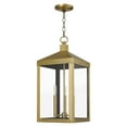 thumbnail image 2 of Livex Lighting Nyack 3 Light Outdoor Hanging Lantern in Antique Brass, 2 of 9