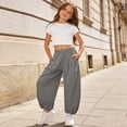 thumbnail image 2 of ZHOGXU Versatile Summer Solid Color Elastic Waist Straight Leg Beach Kids Girls Pants Back To School Wear, 2 of 7