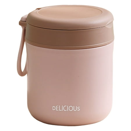 

JANGSLNG Stainless Steel 430ml Soup Cup Leak Proof Portable with Spoon Breafast Cup Student Supply
