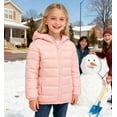 thumbnail image 4 of Aideaone Girls Puffer Jacket Packable Lightweight Down-Alternative Hooded Winter Coat Shiny Outerwear for Kids 4-12Years, 4 of 7
