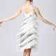thumbnail image 4 of ICHUANYI Clearance Women's Fashion Suspender Crewneck Sequin Feather Sleeveless Solid Mini Dress(Silver, XL) ICHUANYI WER2023080911866, 4 of 9