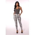 thumbnail image 2 of Sculpting Treggings With Faux Leather Belt - White, Sage Plaid, 2 of 9