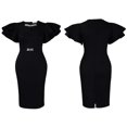 thumbnail image 2 of Women's Plus Size Casual Party Hollowed-Out Dress Leaf Sleeve Rhinestone Dress, 2 of 8