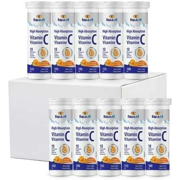 MapleLife Nutrition Vitamin C Effervescent Tablets Supplement 10 Tubes