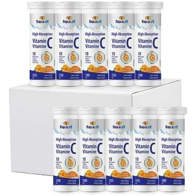 MapleLife Nutrition Comprimés Effervescents de Vitamine C Supplément 10 Tubes