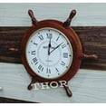 thumbnail image 4 of Nautical Collectible Decorative Wooden Ship Wheel Model Ship's Time Quartz Wall Clock 19", 4 of 5