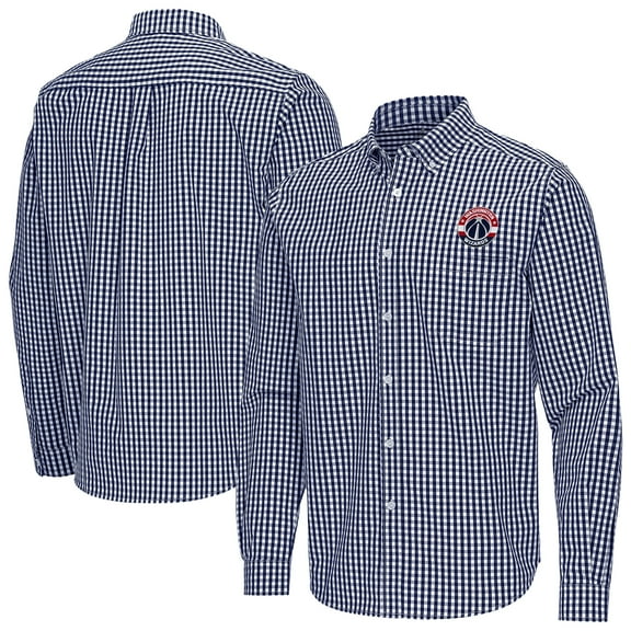 Men's Antigua Navy Washington Wizards Ellis Woven Tri-Blend Button-Down Shirt