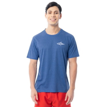 Fish N Vibe Men's Short Sleeve Fishing Performance Outdoor Graphic T-Shirt, Blue, L