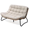 thumbnail image 3 of Pellebant Rattan Outdoor Loveseat Sofa for Balcony, Backyard, Deck with Beige Cushion, 3 of 9