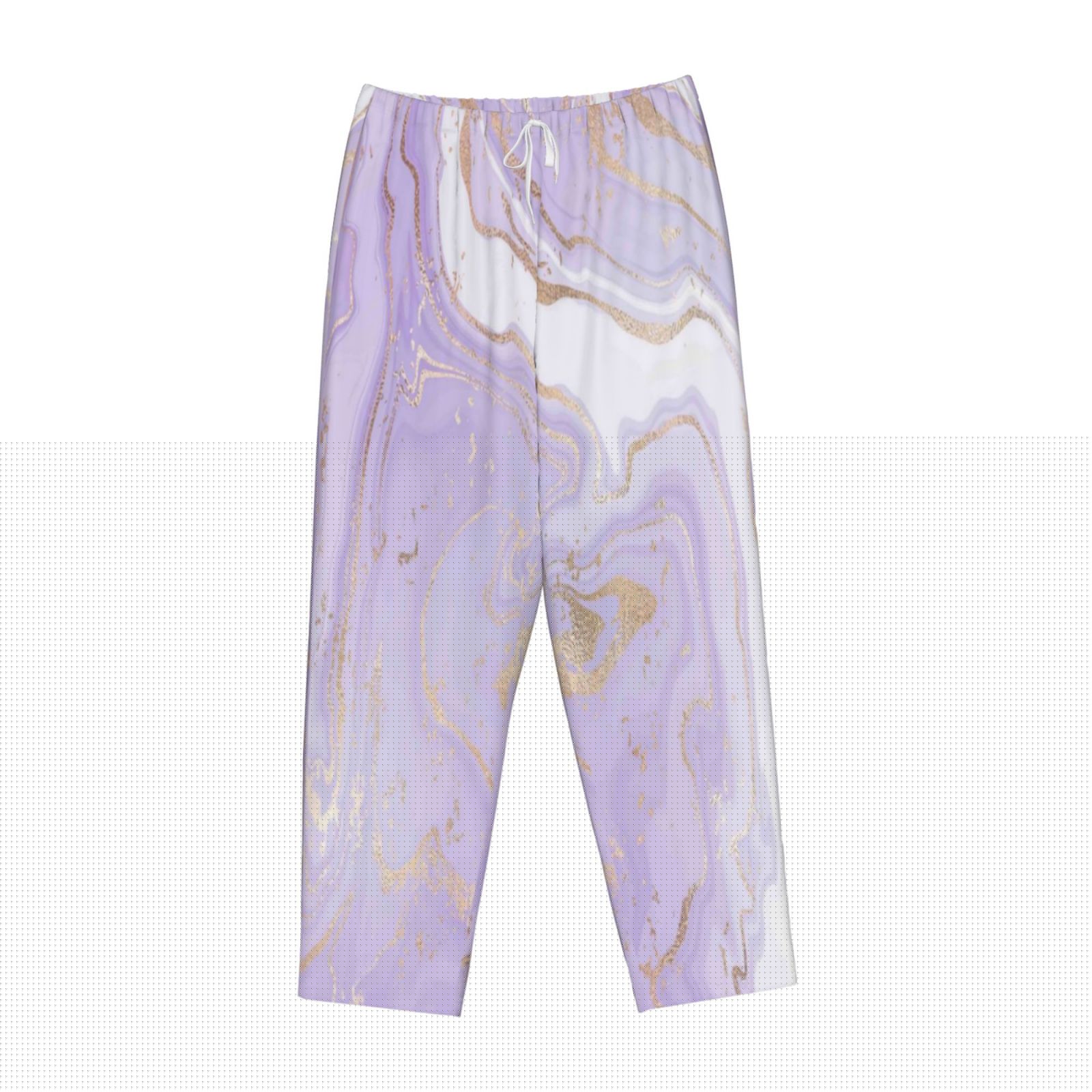 thumbnail image 4 of Bingfone Pajamas For Women,Lavender Glitter Foil Stripes Pajama Pants With Pockets-Small, 4 of 9