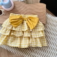 thumbnail image 2 of PINQI Party Sundress for Children Baby Girl Summer Thin Plaid Print with Bow Girls Ruffle Pleated Short Skirt Inside with Shorts, 2 of 4