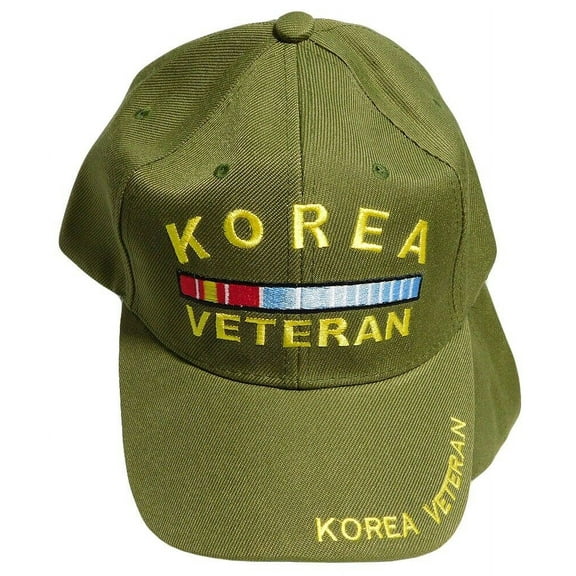 Korea Korean Vet Veteran Ribbon Olive Green Adjustable Embroidered Cap Hat