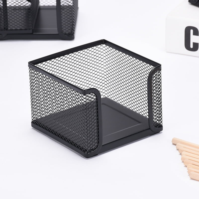 2Pcs Sticky Note Holder Metal, Black Mesh Sticky Note Dispenser Memo Pad Holder For Home Office Desktop Case Stand Organizer